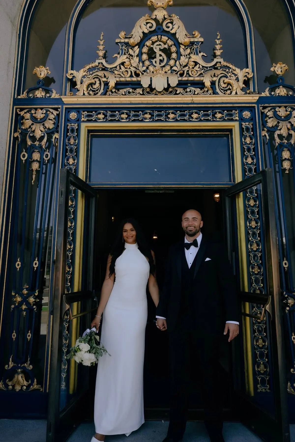 Salina and Samuel at the door